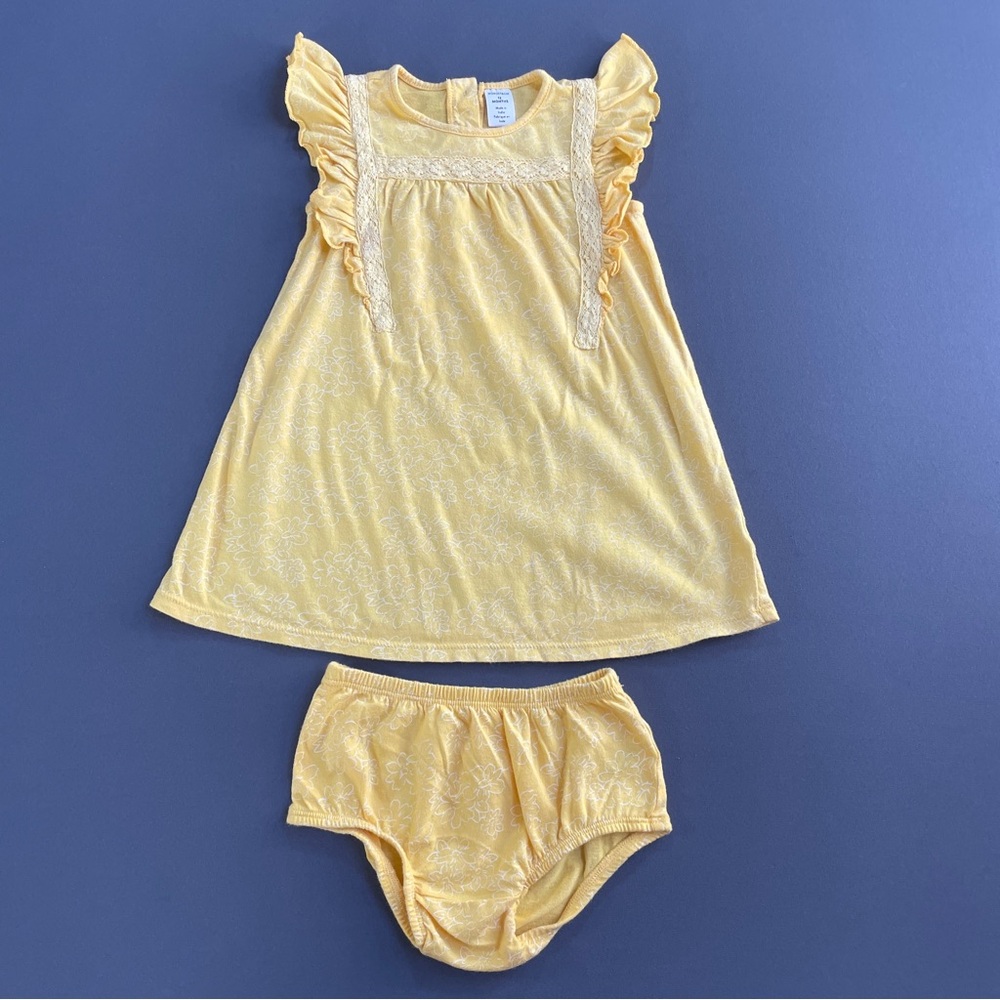 Nordstrom Yellow Baby Dress with Floral Pattern